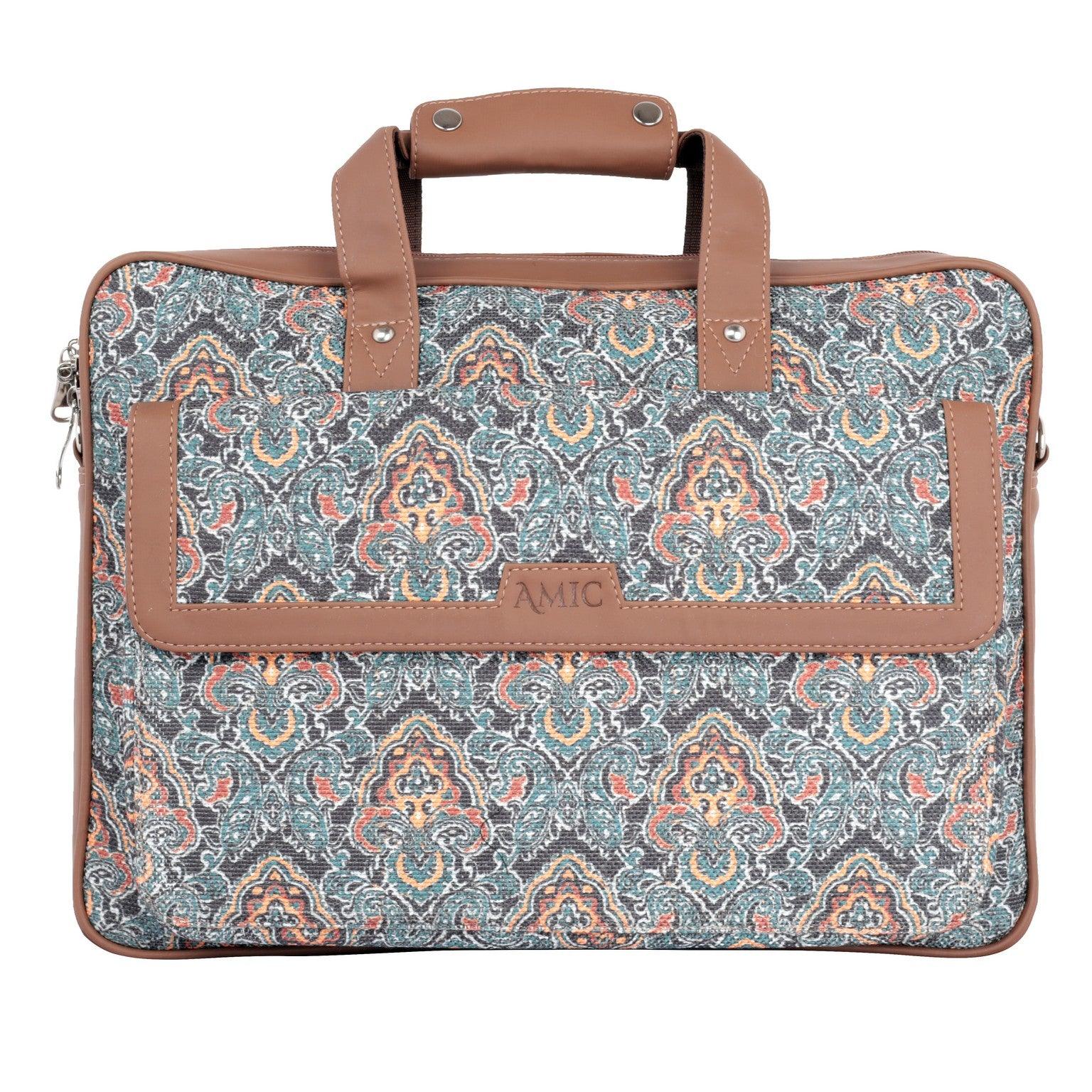 Stylish Paisley Laptop Bag with Vegan Leather | AMIC - Amic