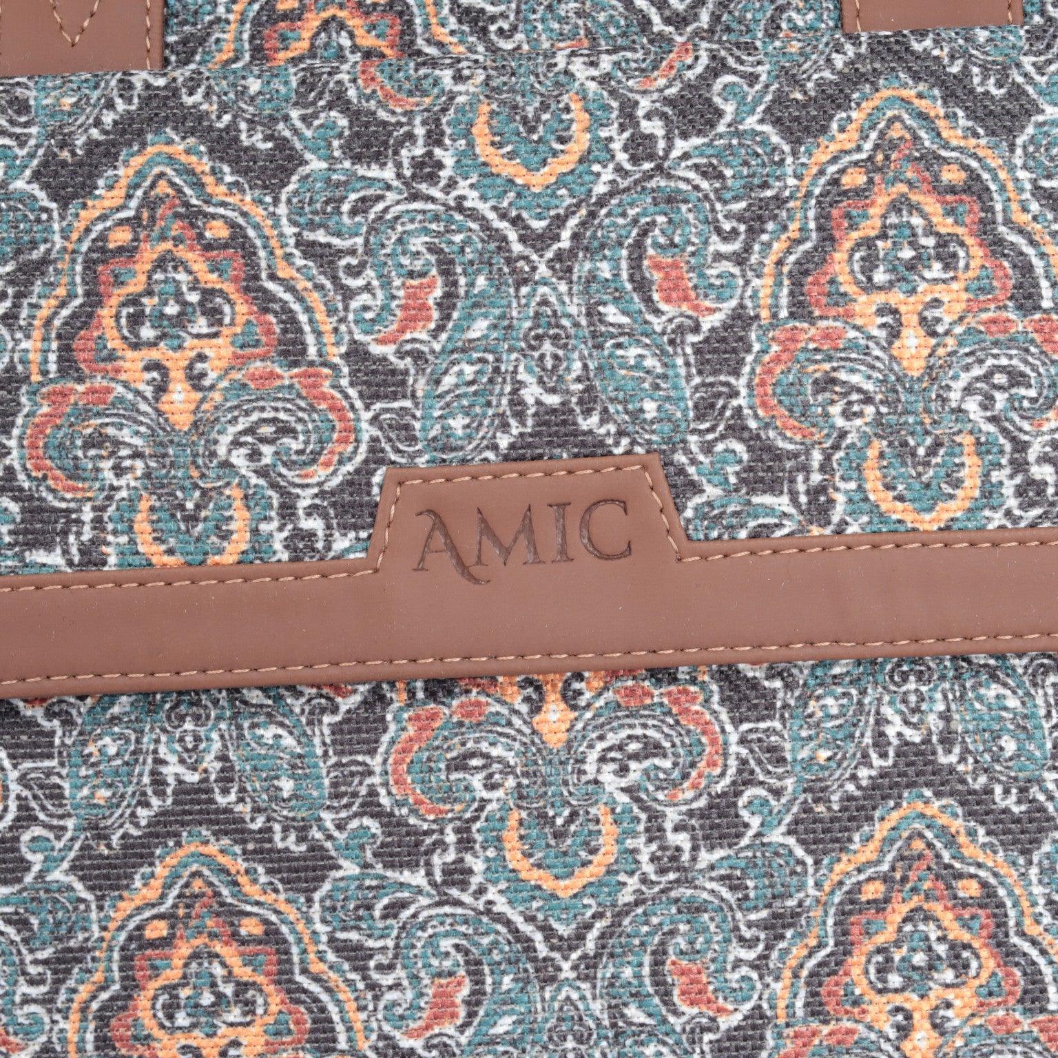 Stylish Paisley Laptop Bag with Vegan Leather | AMIC - Amic