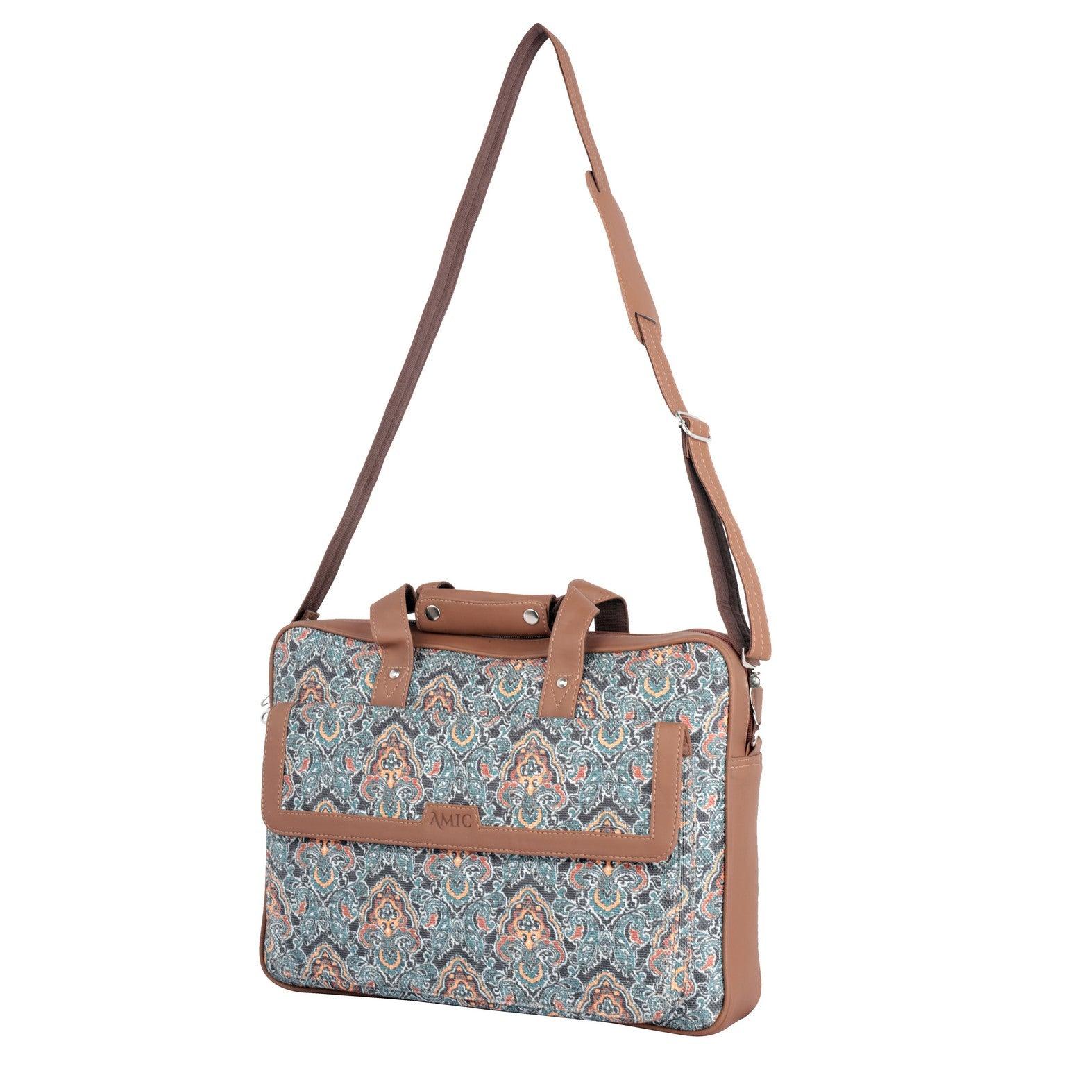 Stylish Paisley Laptop Bag with Vegan Leather | AMIC - Amic