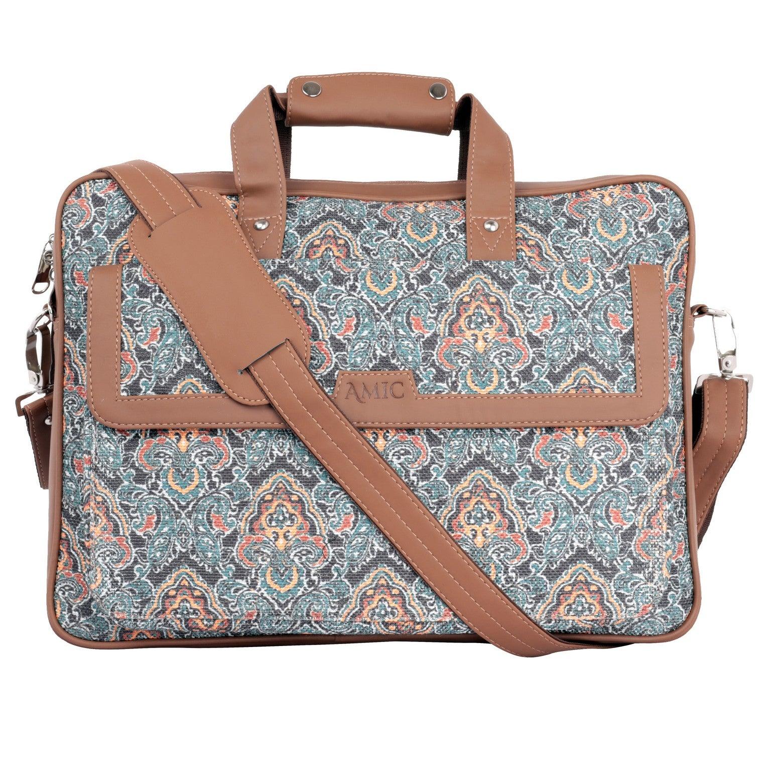 Stylish Paisley Laptop Bag with Vegan Leather | AMIC - Amic