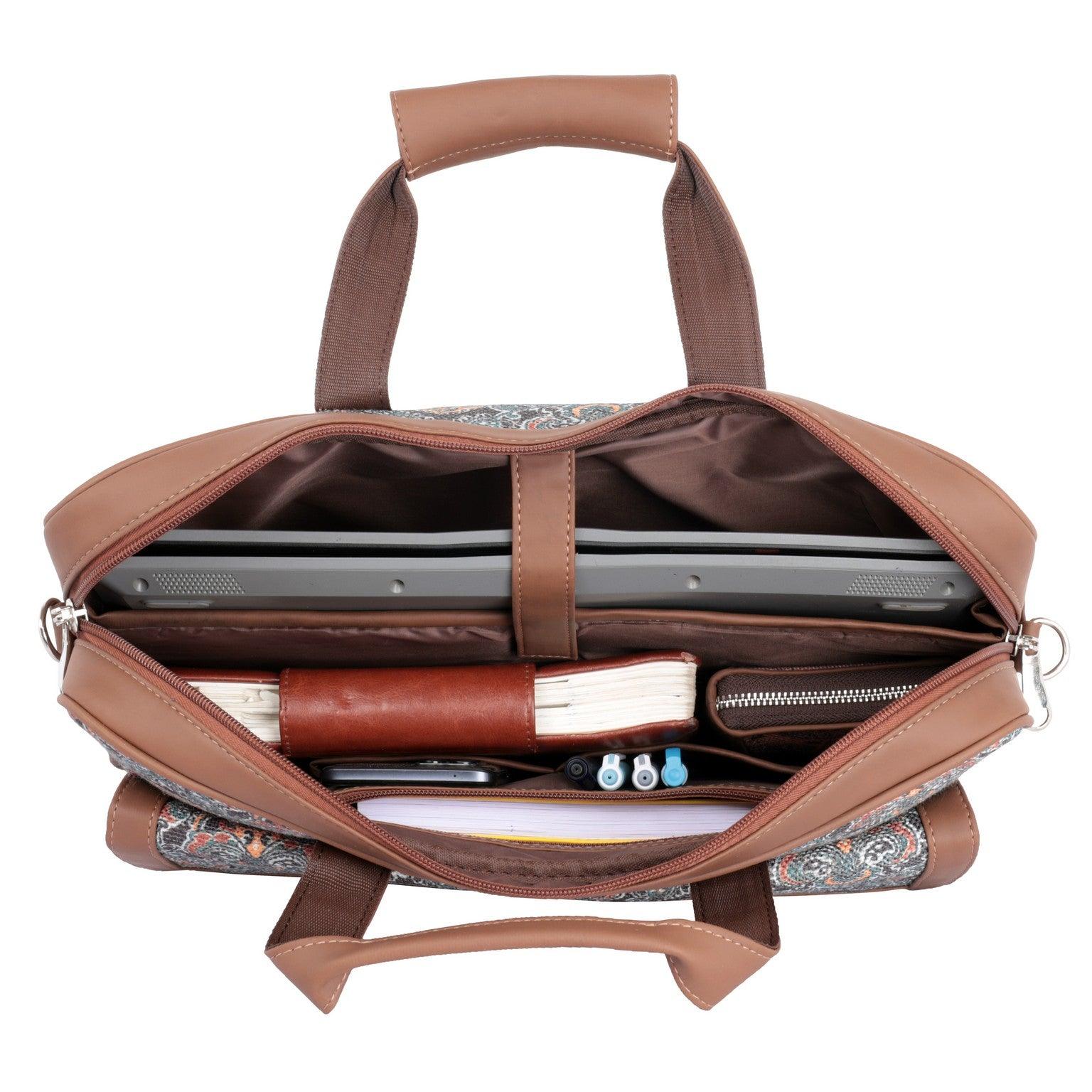 Stylish Paisley Laptop Bag with Vegan Leather | AMIC - Amic