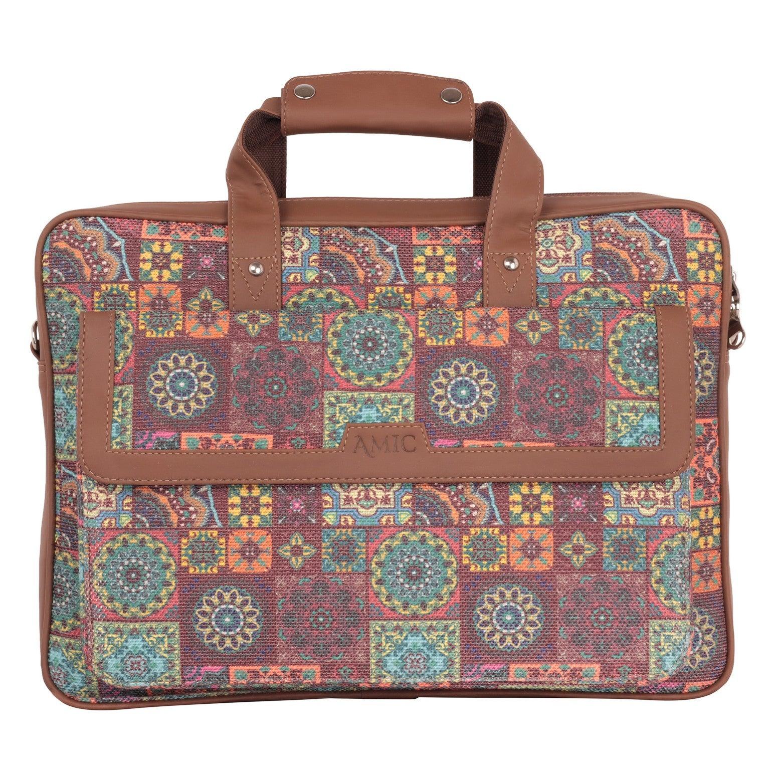 Vibrant Multicolor Laptop Bag with Vegan Leather Straps | AMIC - Amic