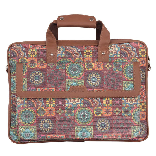 Vibrant Multicolor Laptop Bag with Vegan Leather Straps | AMIC - Amic