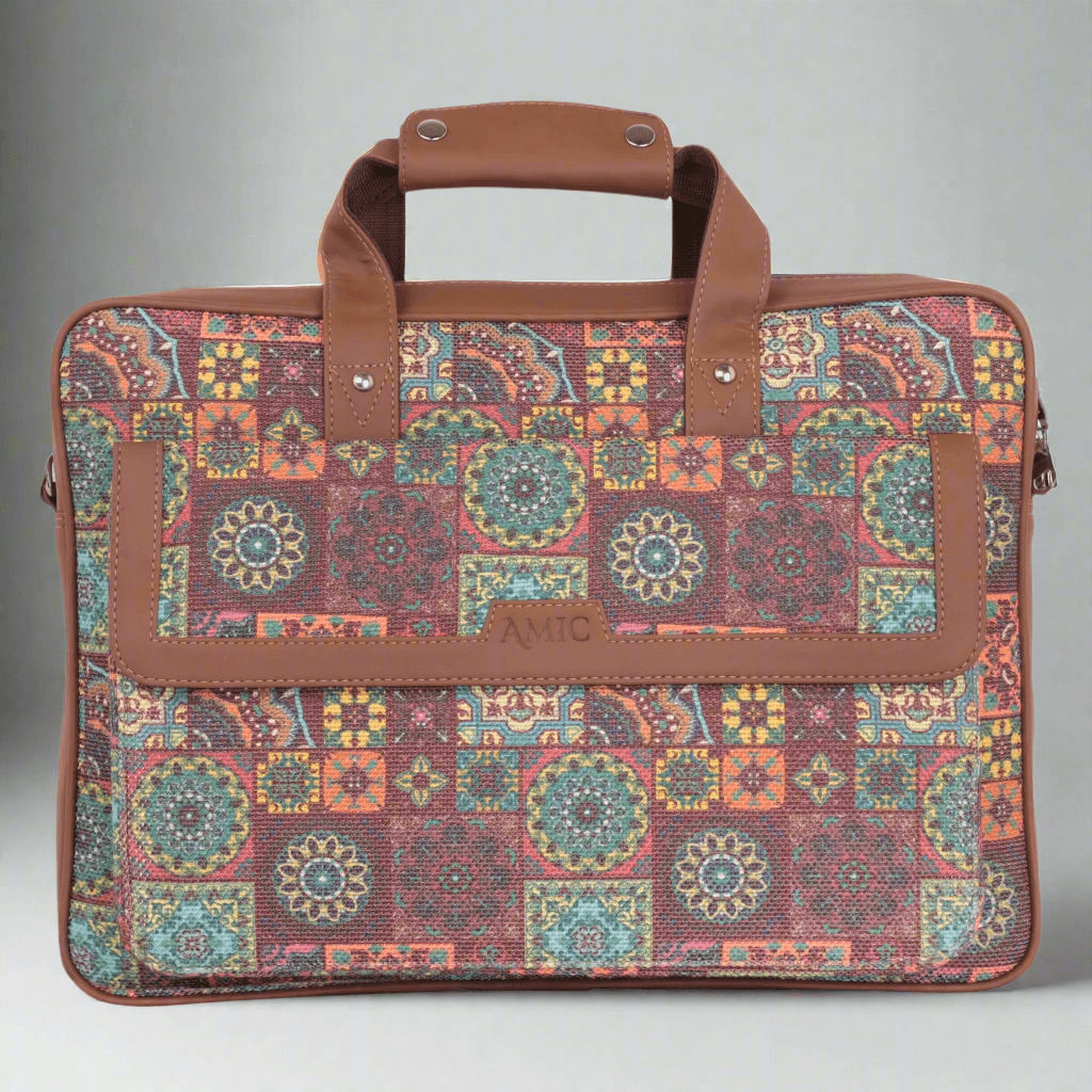 Vibrant Multicolor Laptop Bag with Vegan Leather Straps | AMIC - Amic