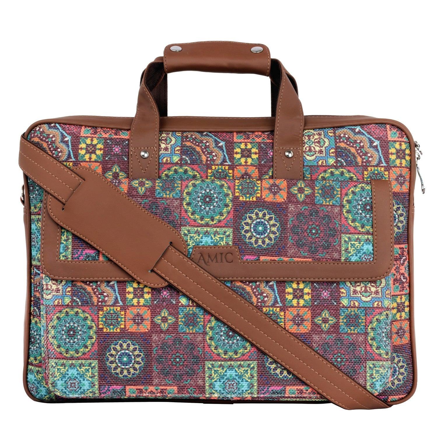 Vibrant Multicolor Laptop Bag with Vegan Leather Straps | AMIC - Amic