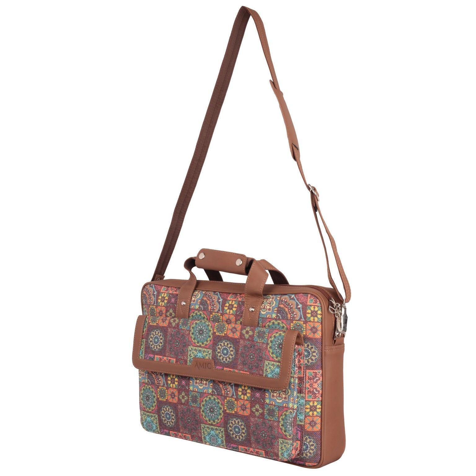 Vibrant Multicolor Laptop Bag with Vegan Leather Straps | AMIC - Amic