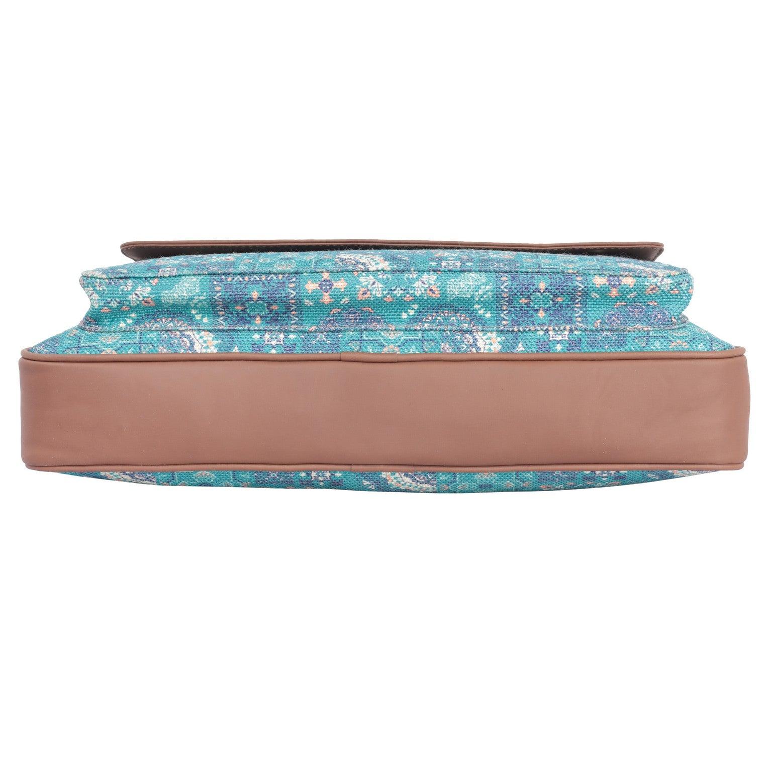 Vibrant Blue Laptop Bag with Intricate Patterns and Vegan Leather | AMIC - Amic