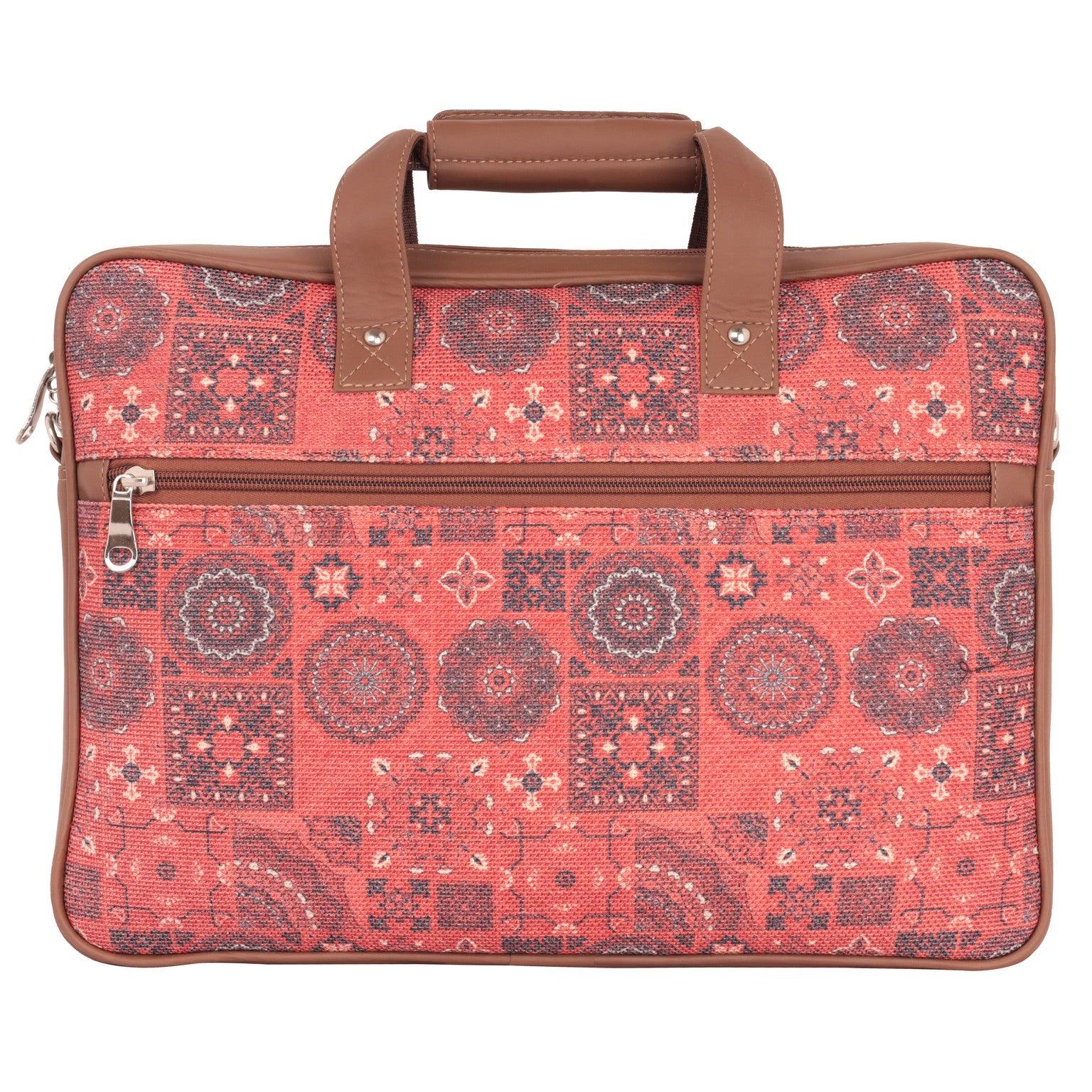 Designer Laptop Bag with Red Patchwork Print | AMIC - Amic