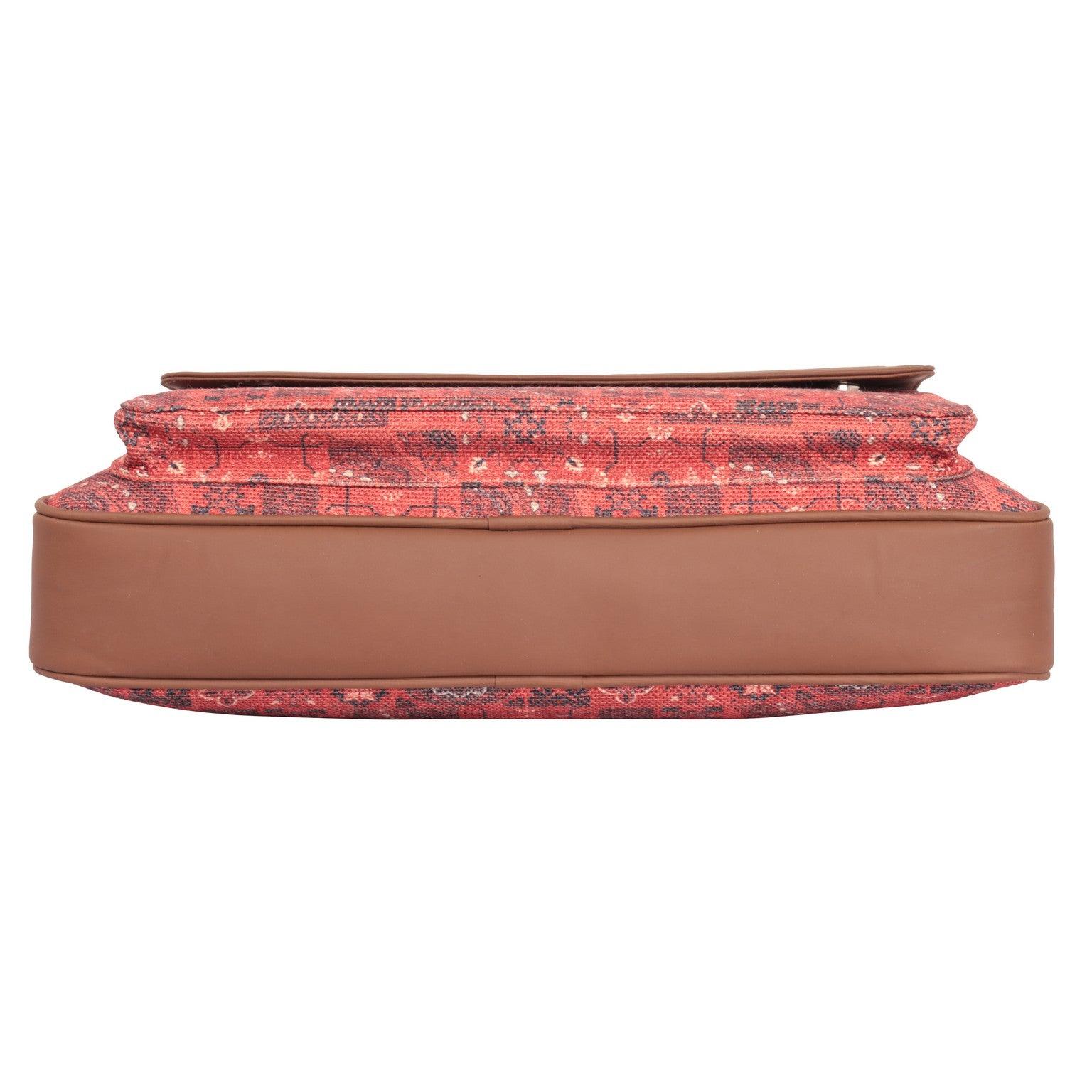 Designer Laptop Bag with Red Patchwork Print | AMIC - Amic