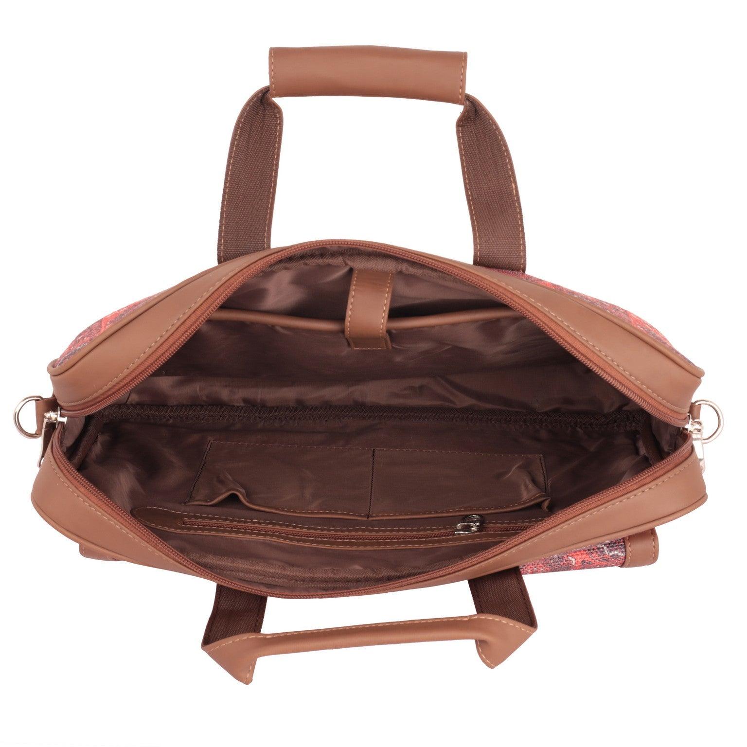 Designer Laptop Bag with Red Patchwork Print | AMIC - Amic