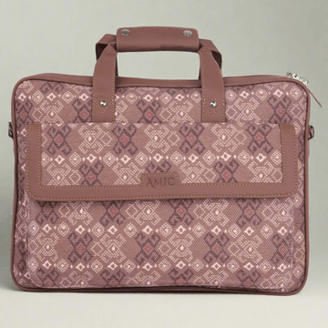 Amic Vegan Leather Laptop Bag – Elegant Brown Patterned Design - Amic