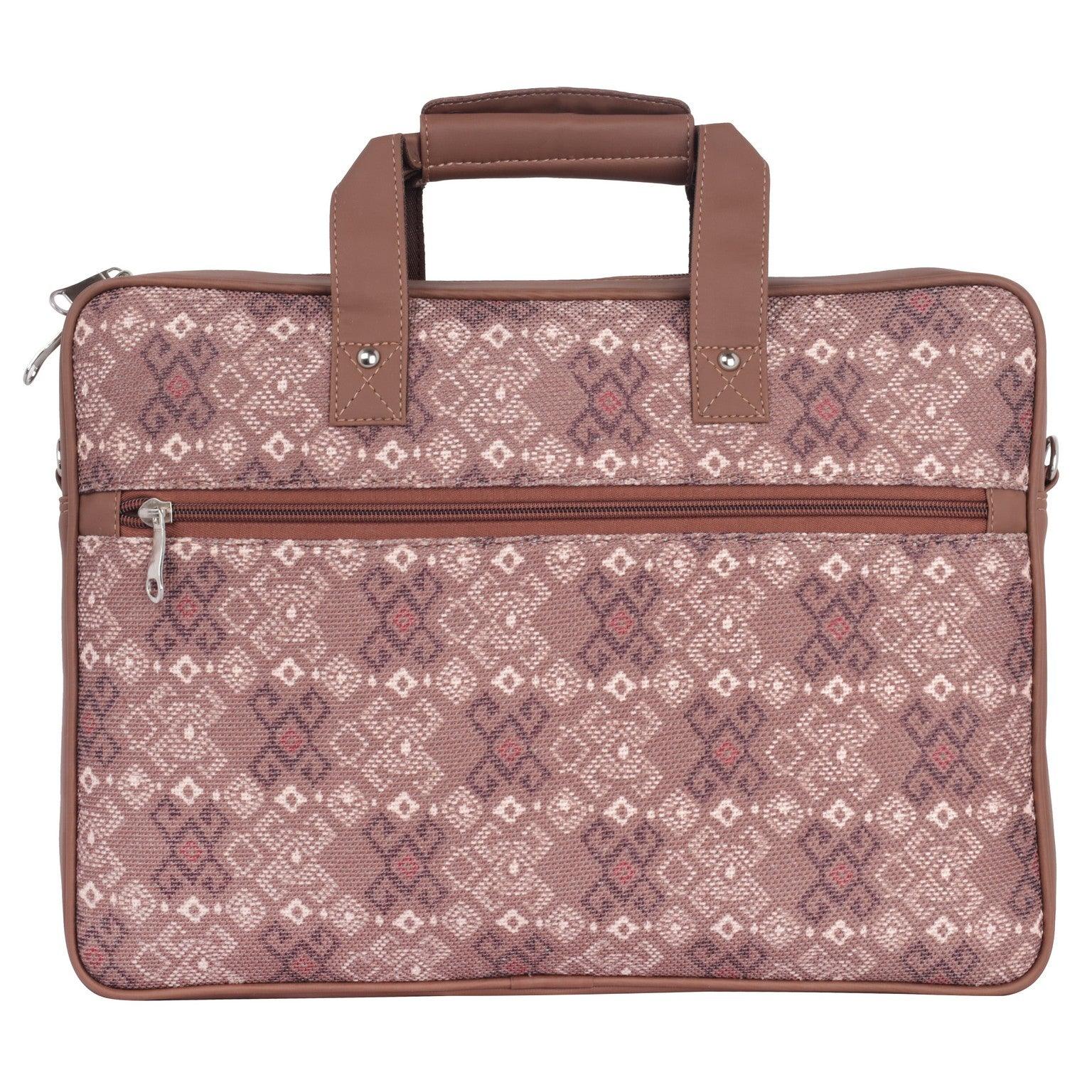 Amic Vegan Leather Laptop Bag – Elegant Brown Patterned Design - Amic