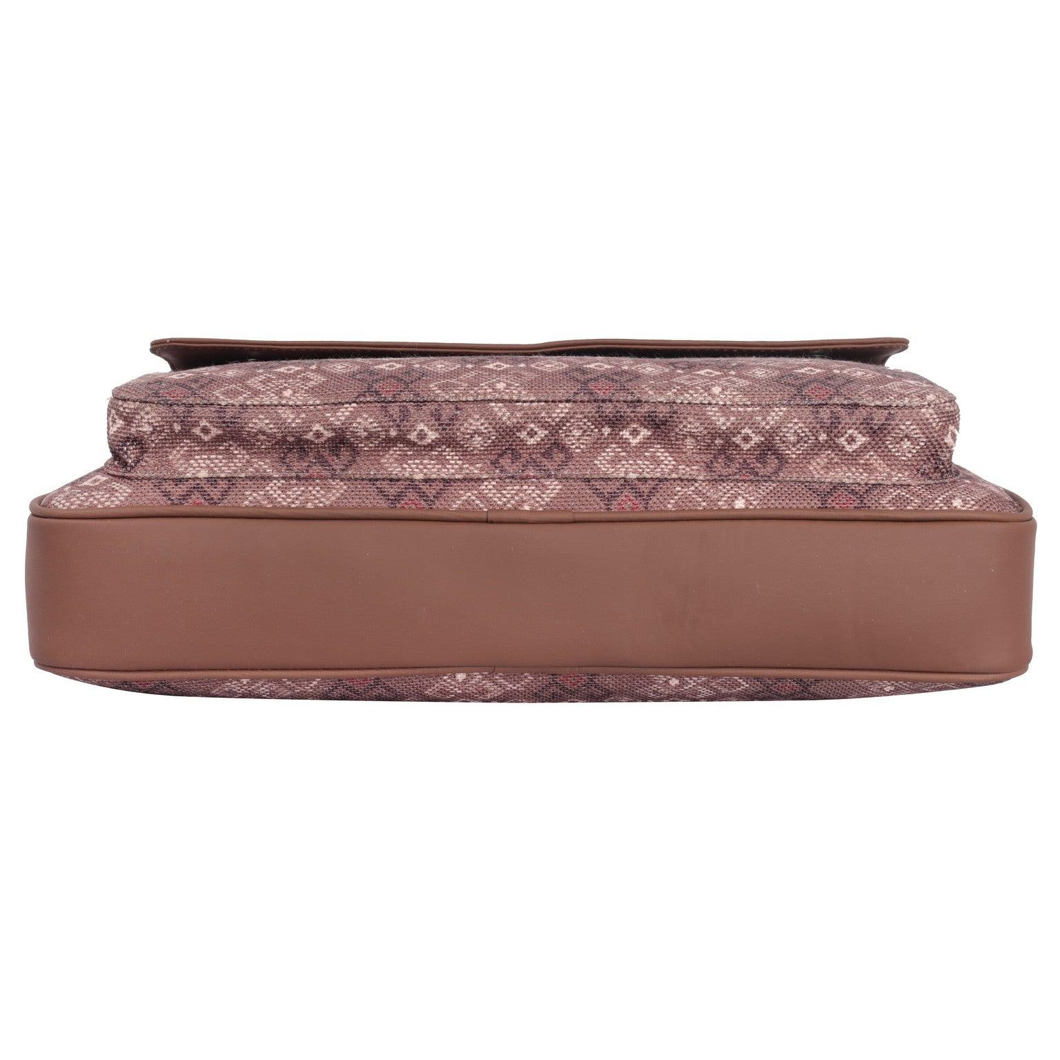 Amic Vegan Leather Laptop Bag – Elegant Brown Patterned Design - Amic
