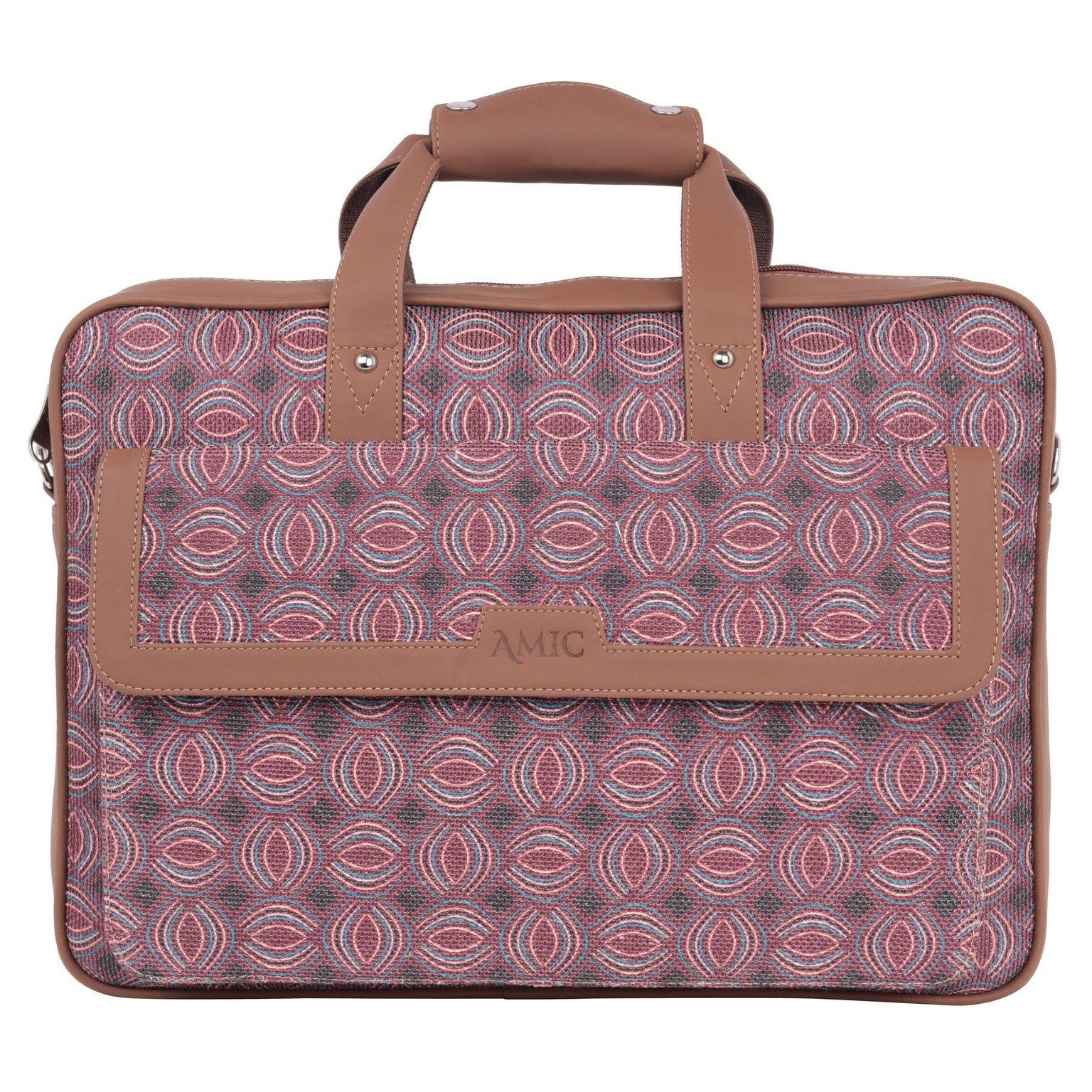 Premium Laptop Bag with Red Geometric Patterns | AMIC - Amic