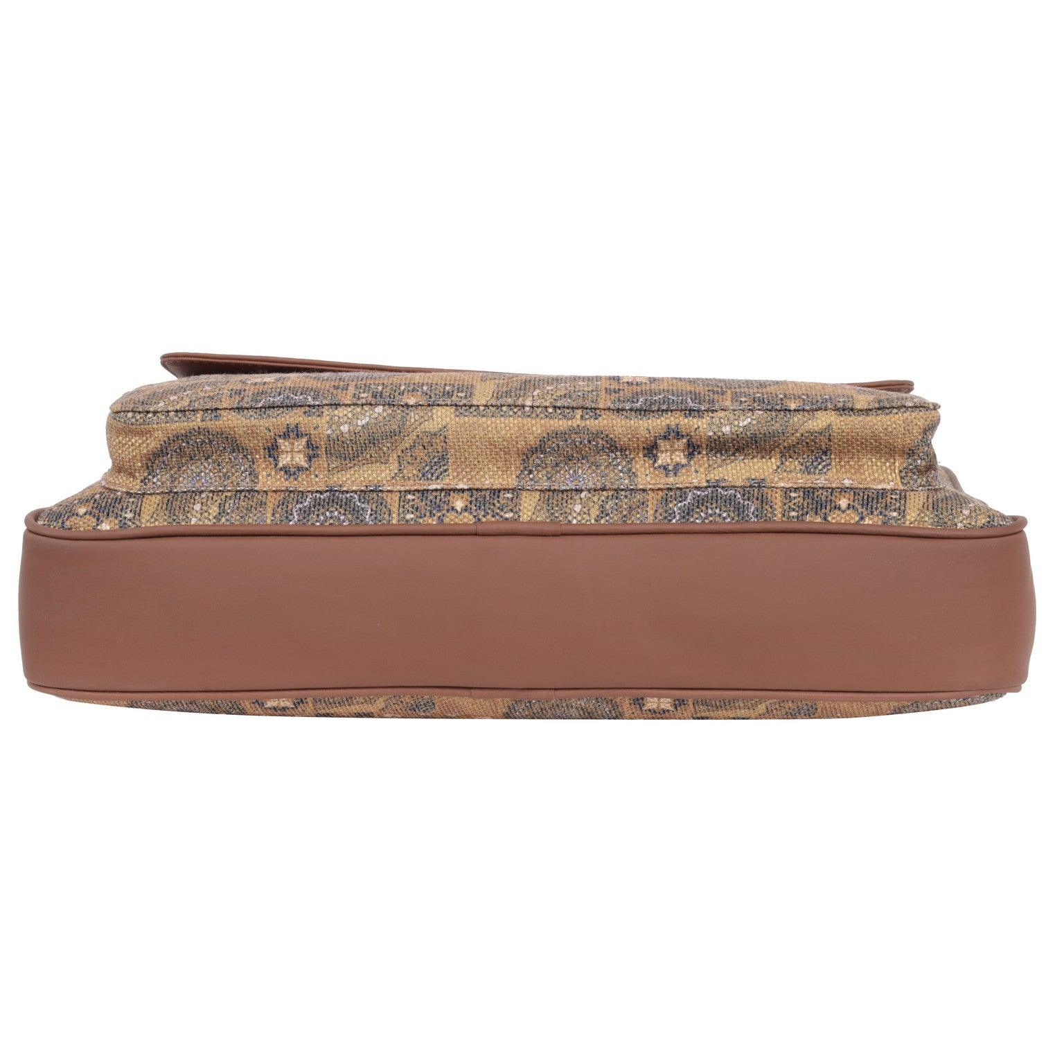 Intricately Designed Golden Laptop Bag with Vegan Leather Accents | AMIC - Amic