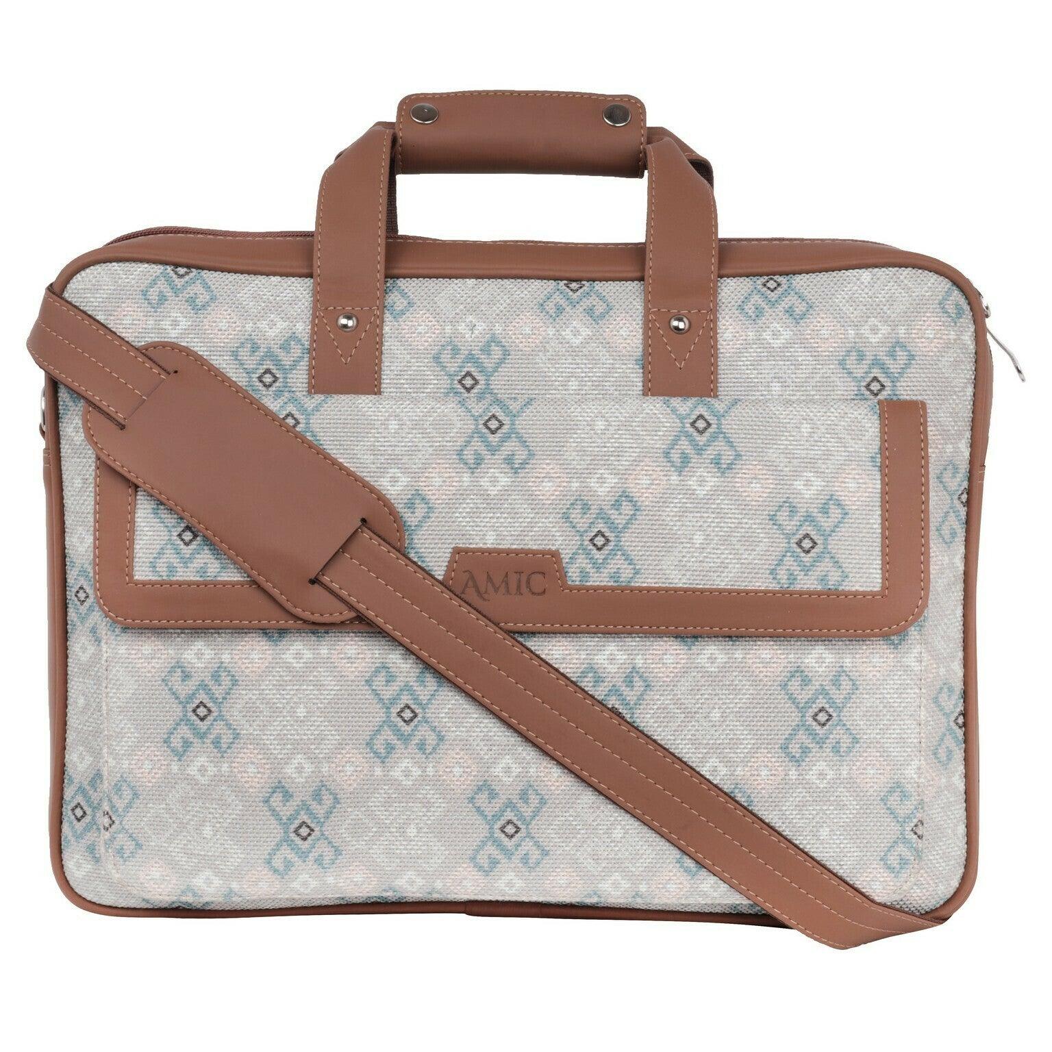 Amic Vegan Leather Laptop Bag – Elegant Diamond Pattern in Subtle Hues - Amic
