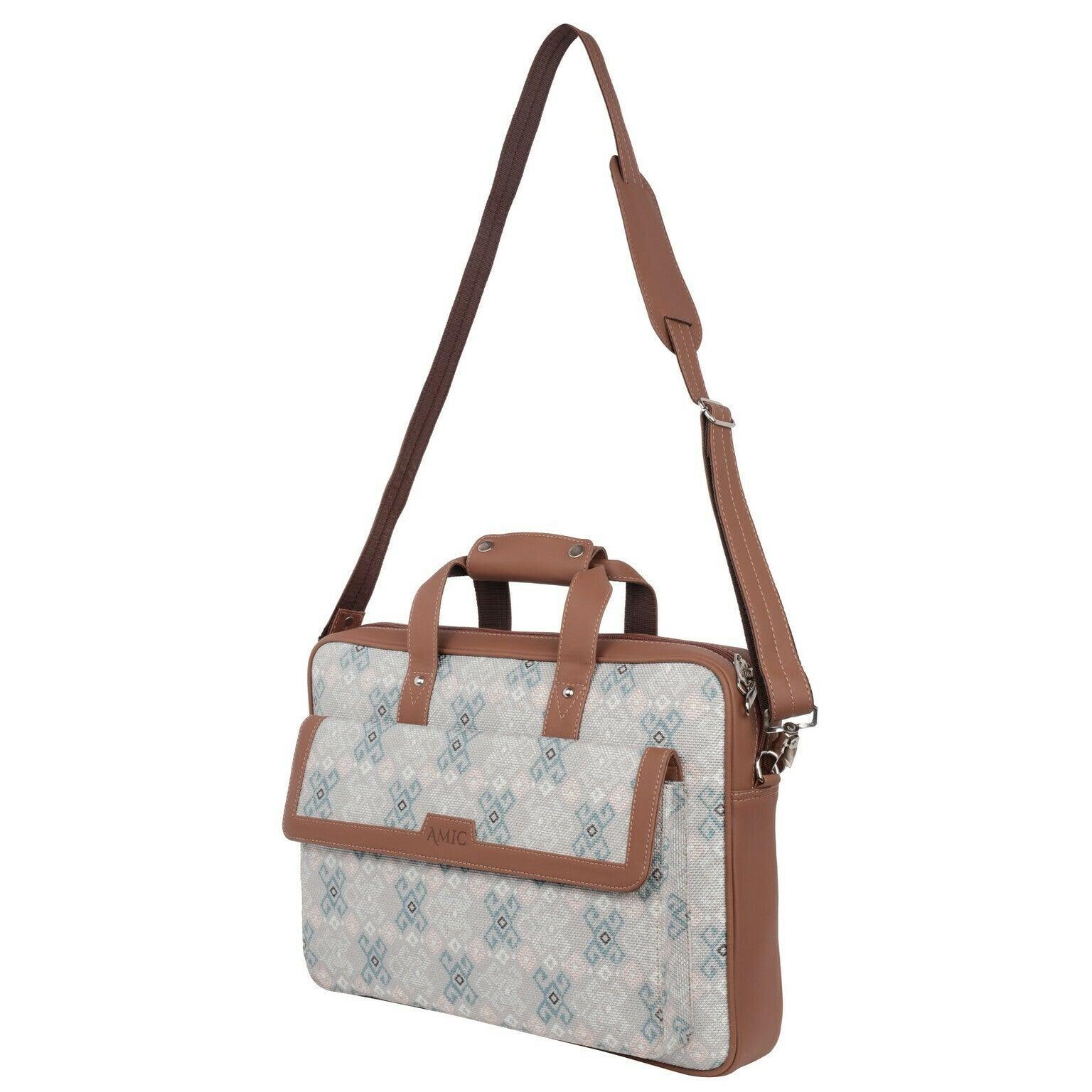Amic Vegan Leather Laptop Bag – Elegant Diamond Pattern in Subtle Hues - Amic