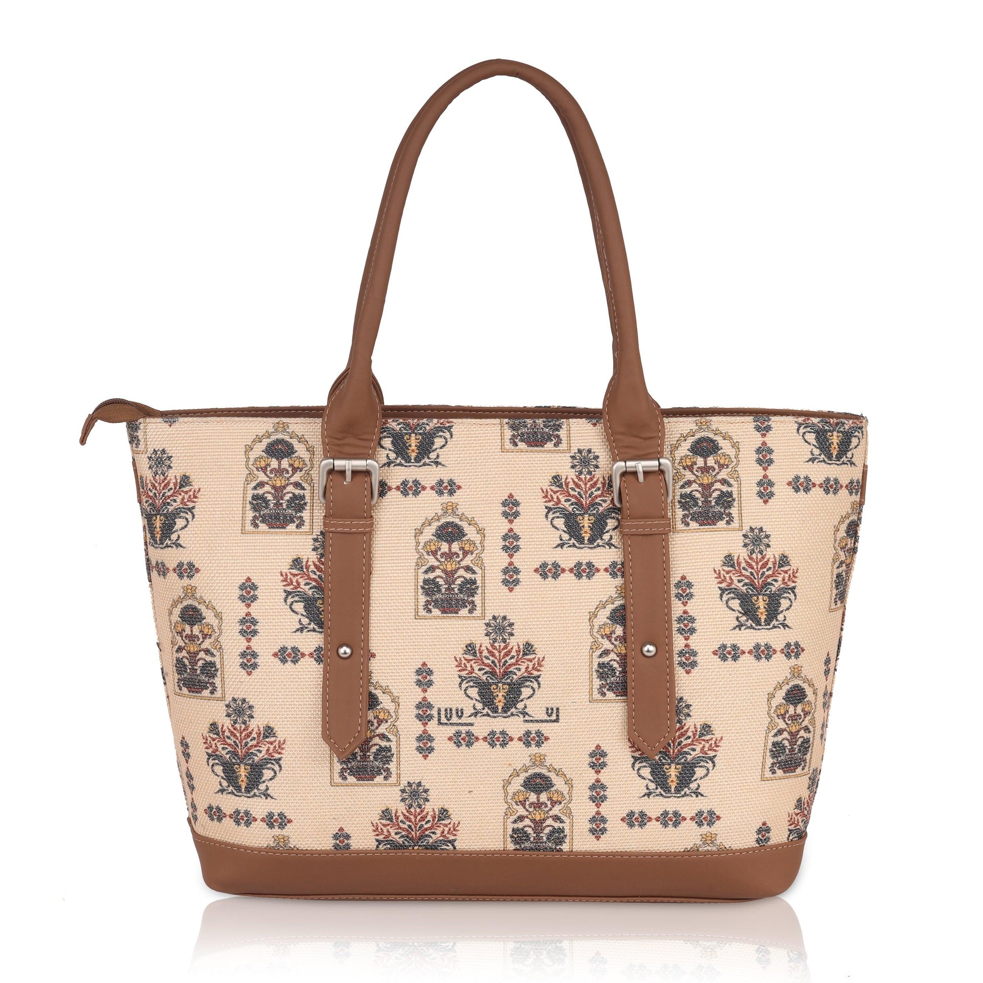 AMIC Women's Vegan Leather Jute Handcrafted Side Tote Bag and Handbag for Office and College Use - Amic