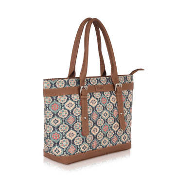 Multicolor Mosaic Pattern Vegan Leather Tote Bag for Women - Elegant & Functional | Amic Bags - Amic
