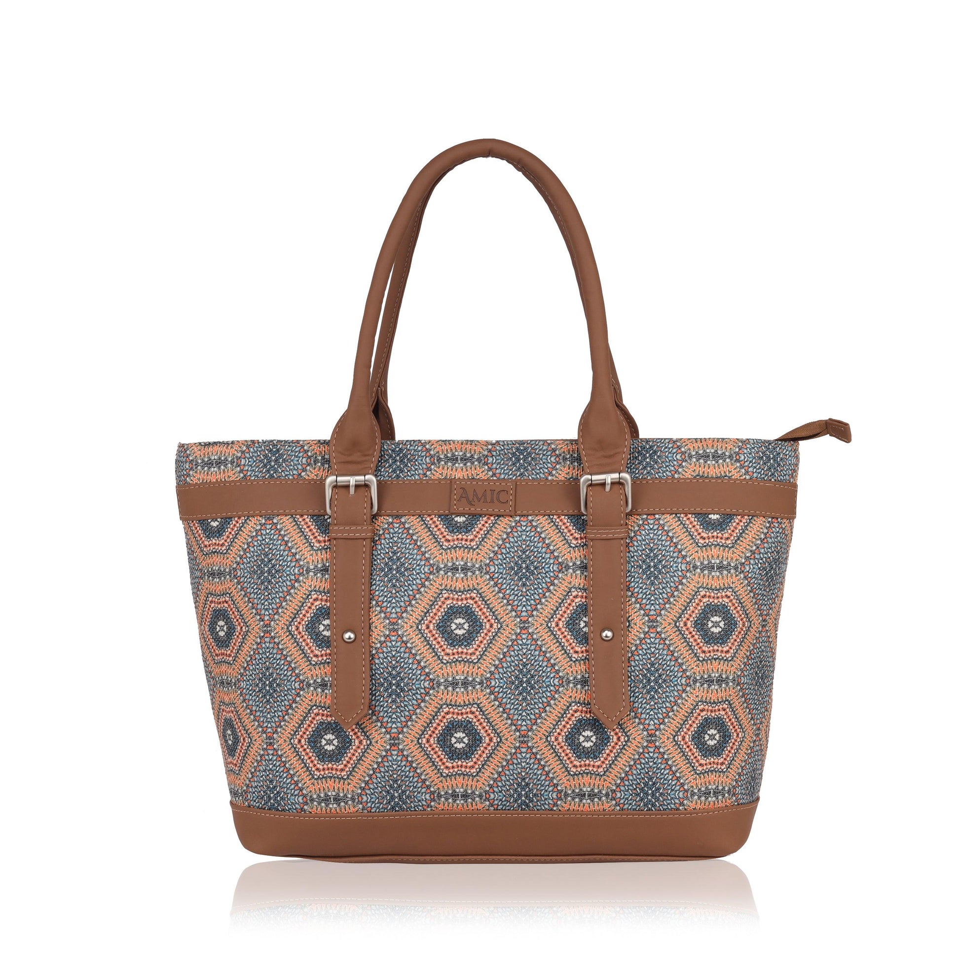 Hexagon Pattern Vegan Leather Tote Bag for Women - Elegant & Versatile | Amic Bags - Amic