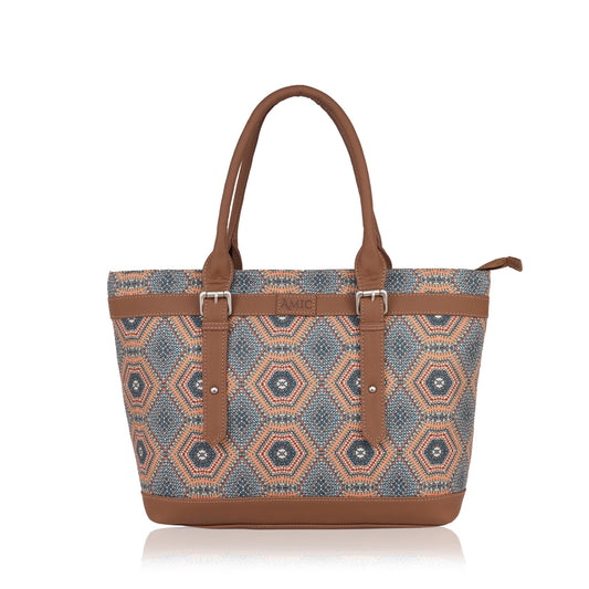 Hexagon Pattern Vegan Leather Tote Bag for Women - Elegant & Versatile | Amic Bags - Amic