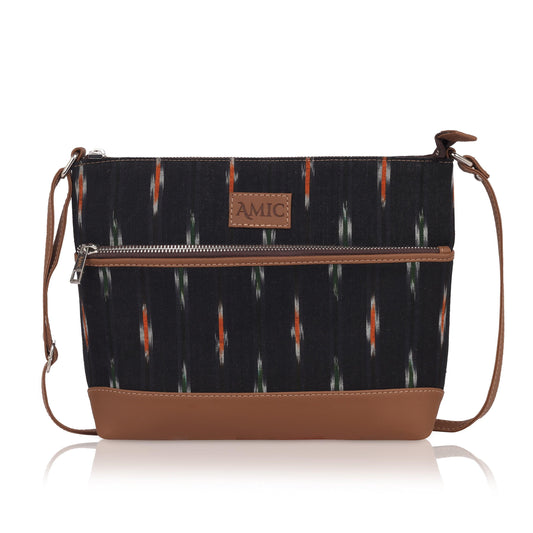 Amic Black Ikat Side Shoulder Bag - Amic