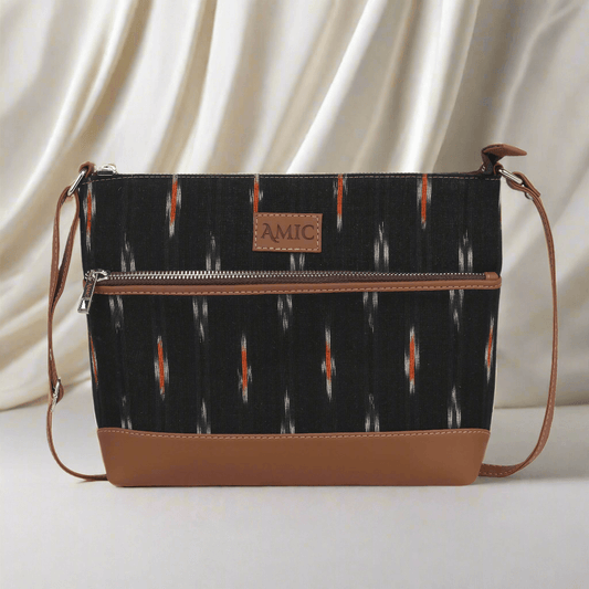 Amic Black Ikat Side Shoulder Bag - Amic