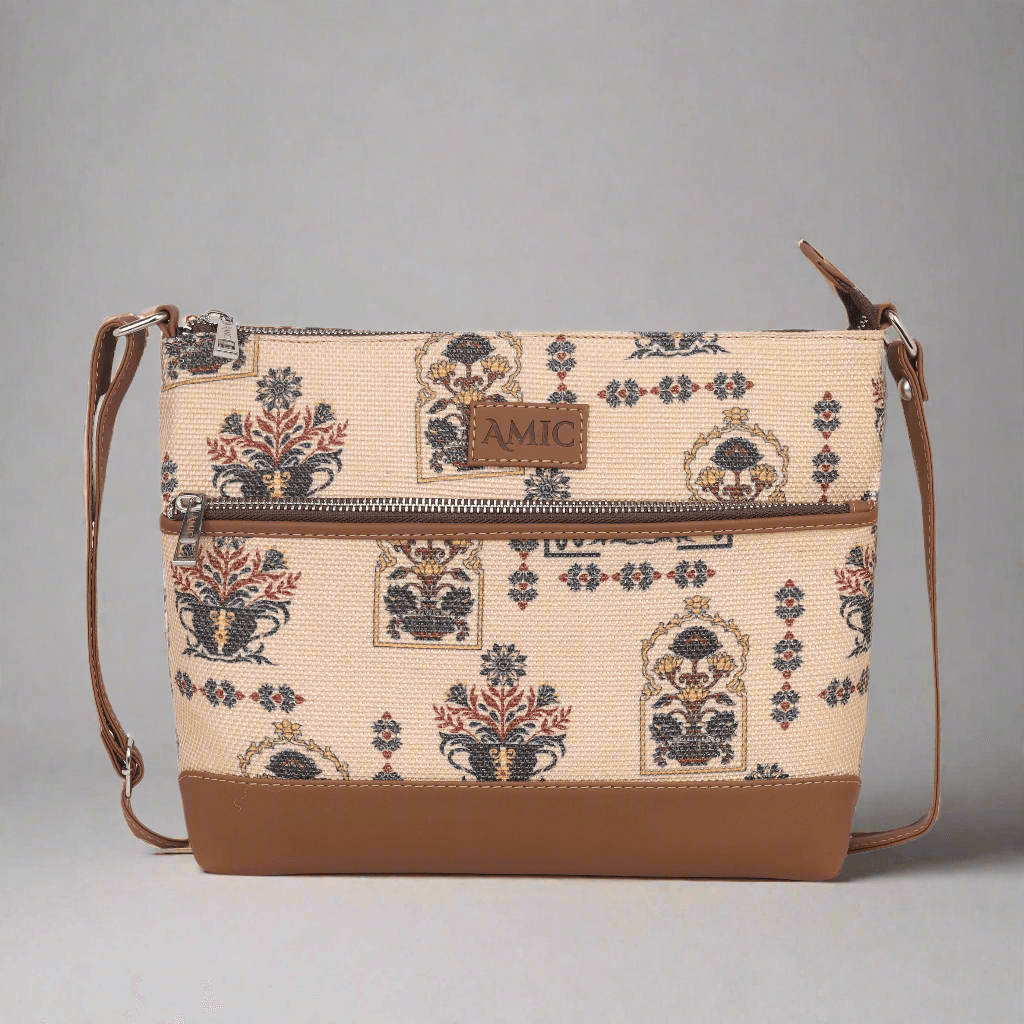 Stylish Beige Printed Side Shoulder Bag | AMIC - Amic