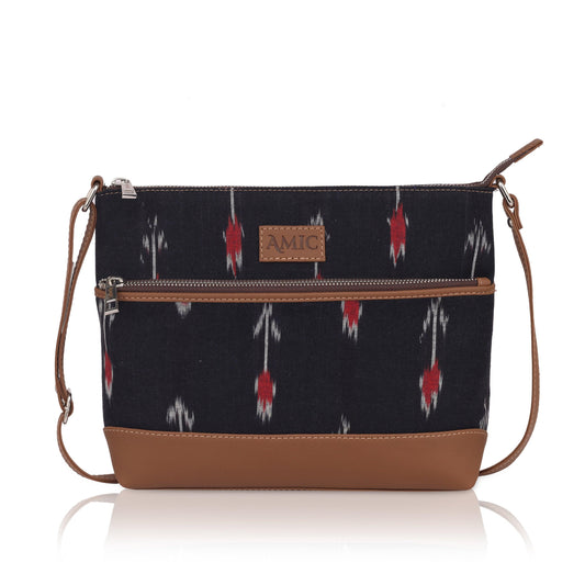 Amic Black Ikat Side Shoulder Bag - Amic