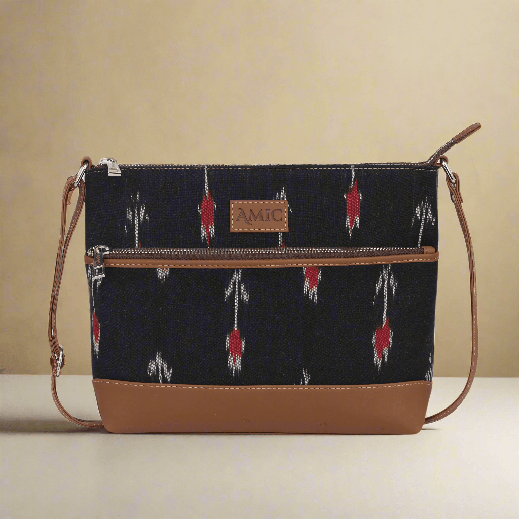 Amic Black Ikat Side Shoulder Bag - Amic