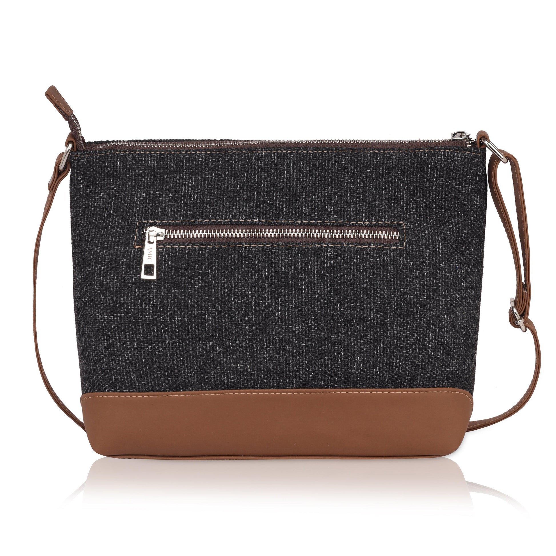 Amic Charcoal Textured Side Shoulder Bag - Amic