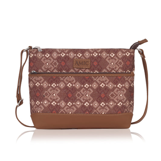 Elegant Brown Printed Side Shoulder Bag | AMIC - Amic