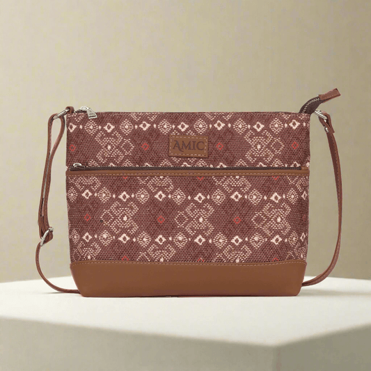 Elegant Brown Printed Side Shoulder Bag | AMIC - Amic