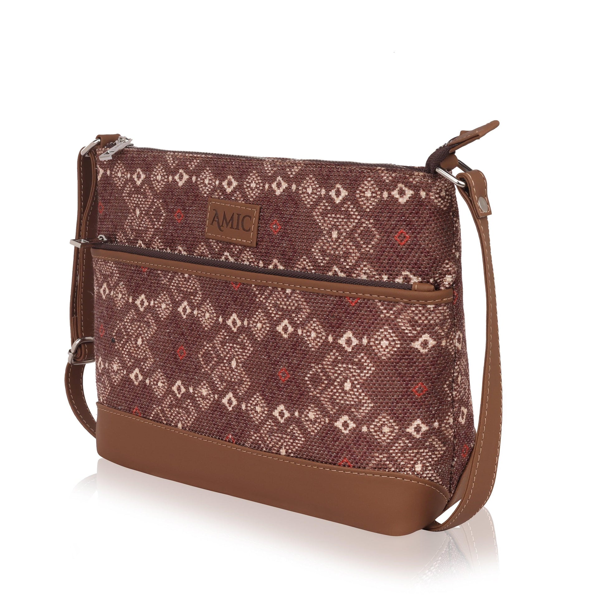 Elegant Brown Printed Side Shoulder Bag | AMIC - Amic