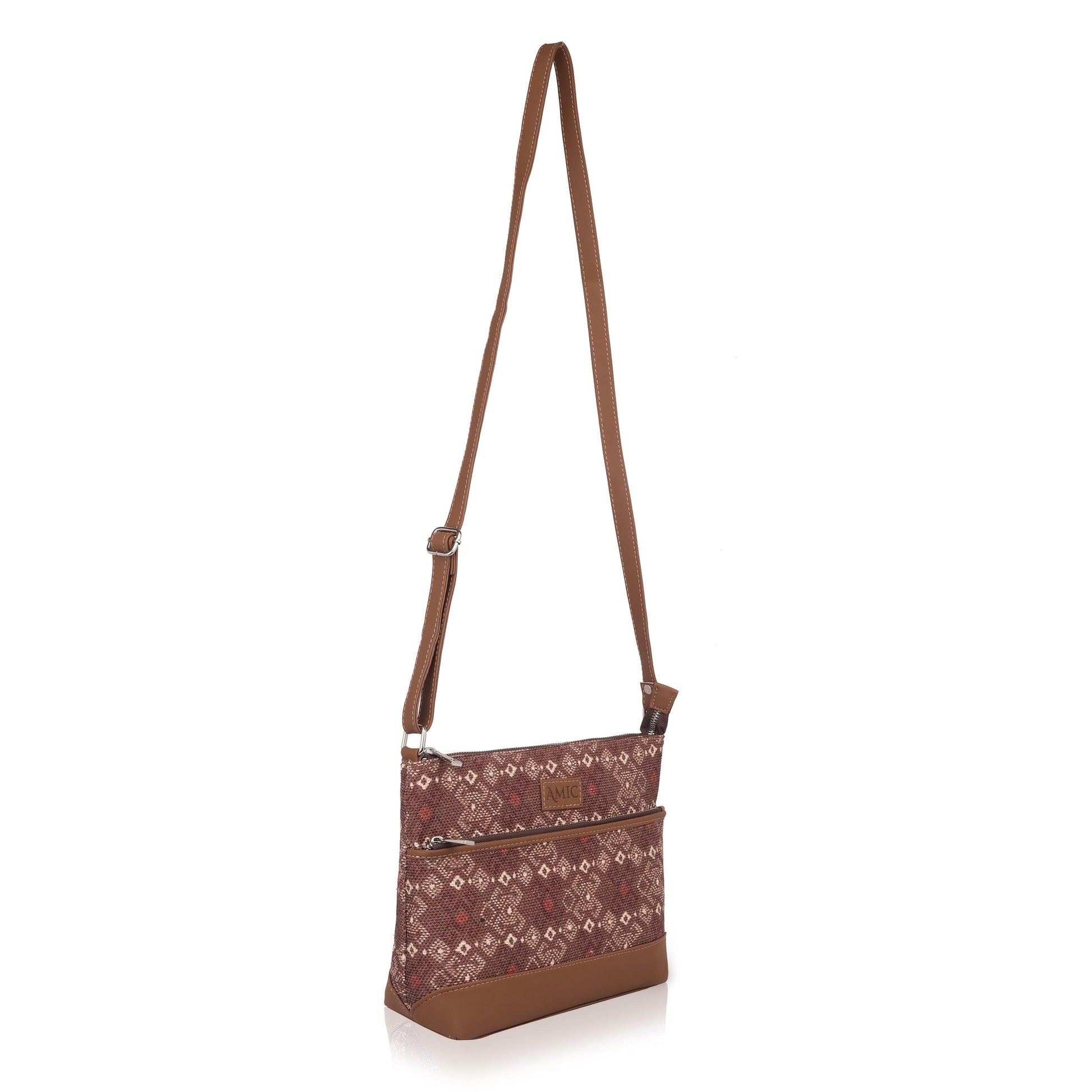 Elegant Brown Printed Side Shoulder Bag | AMIC - Amic