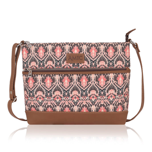 Trendy Pink Side Shoulder Bag with Floral Accents | AMIC - Amic