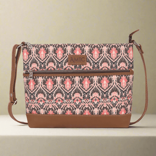 Trendy Pink Side Shoulder Bag with Floral Accents | AMIC - Amic