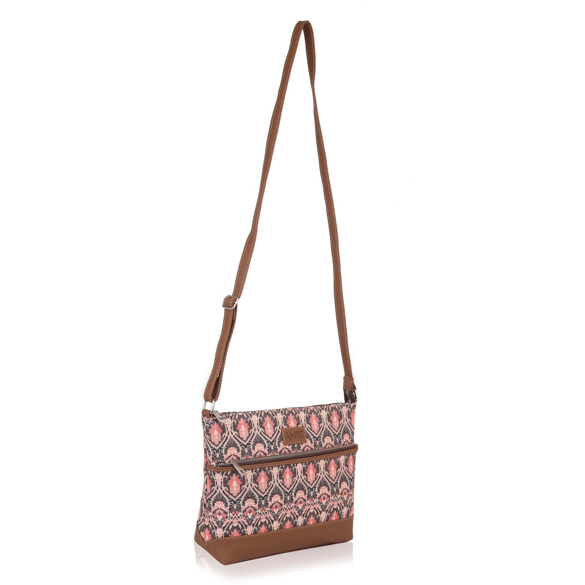 Trendy Pink Side Shoulder Bag with Floral Accents | AMIC - Amic