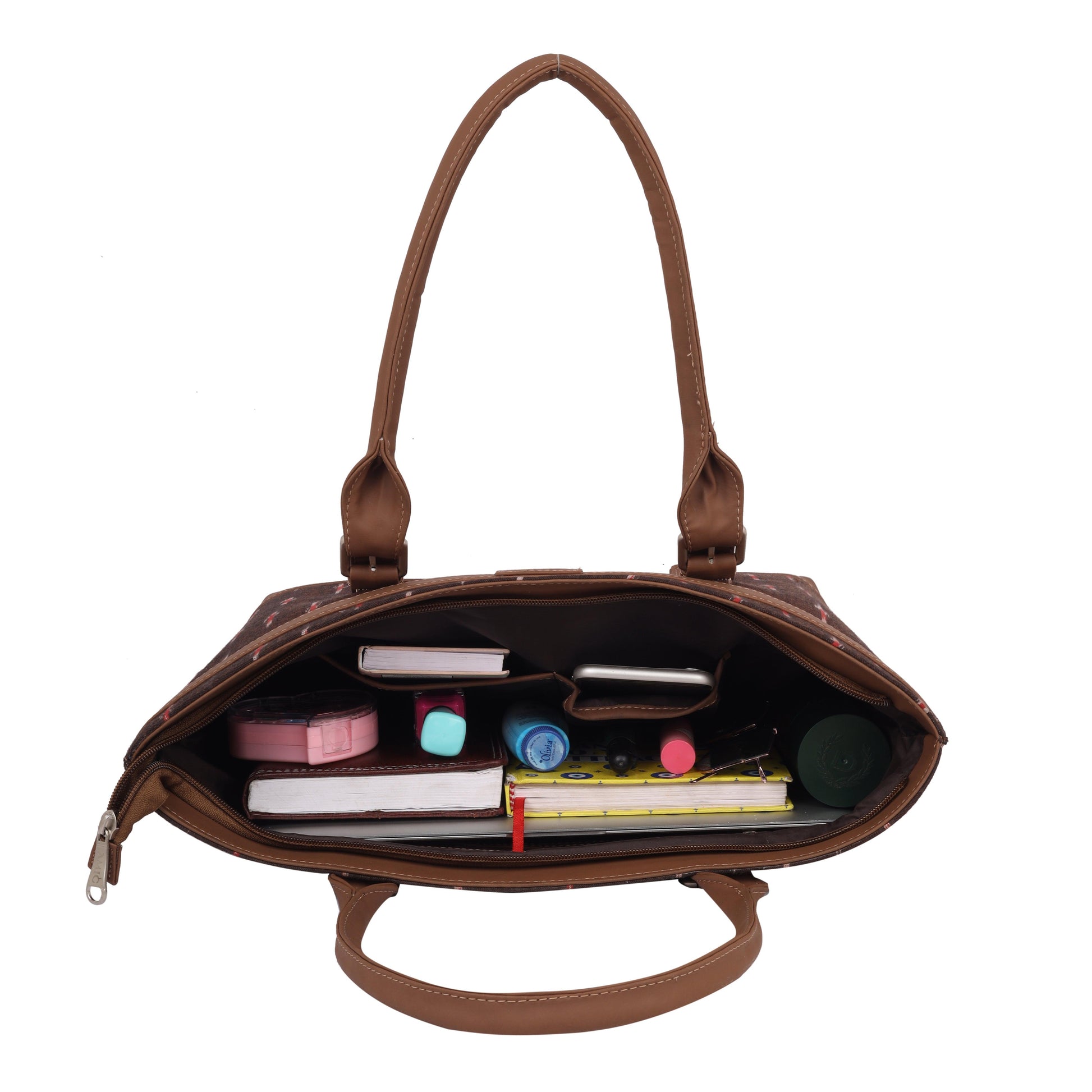 Brown Ikat Vegan Leather Tote Bag for Women - Elegant & Functional | Amic Bags - Amic