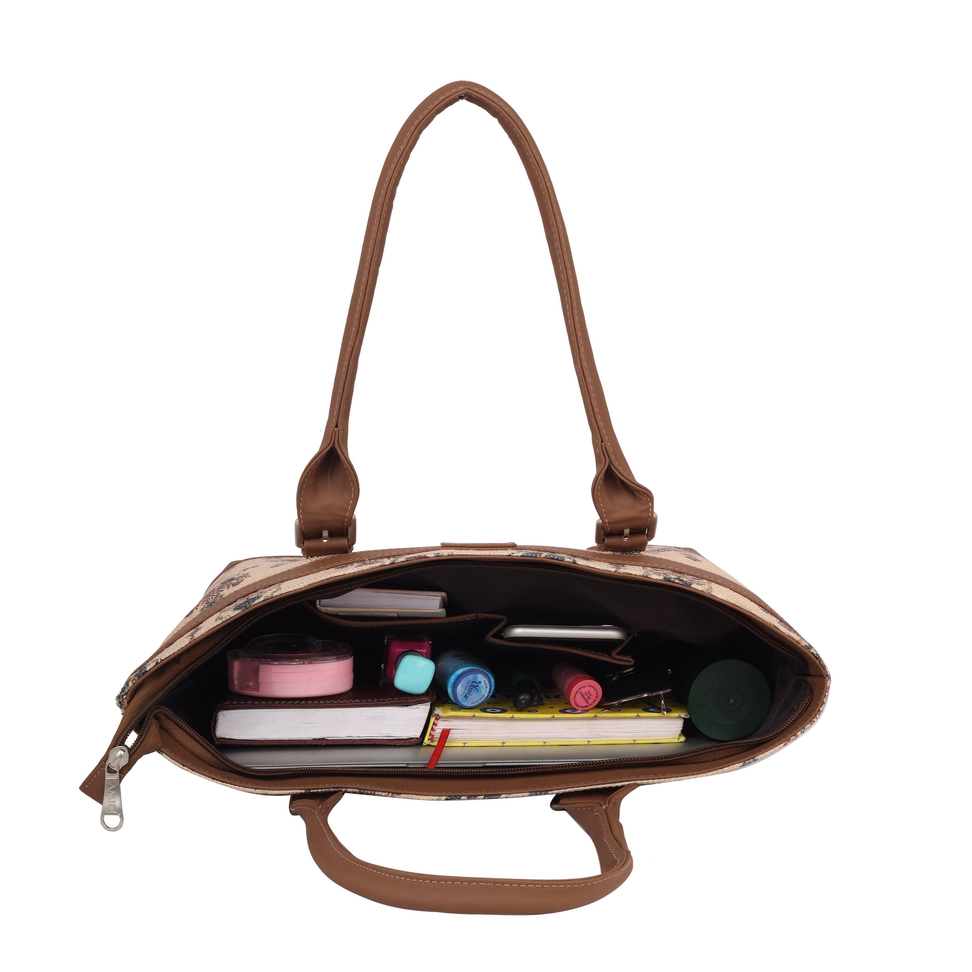 AMIC Women's Vegan Leather Jute Handcrafted Side Tote Bag and Handbag for Office and College Use - Amic