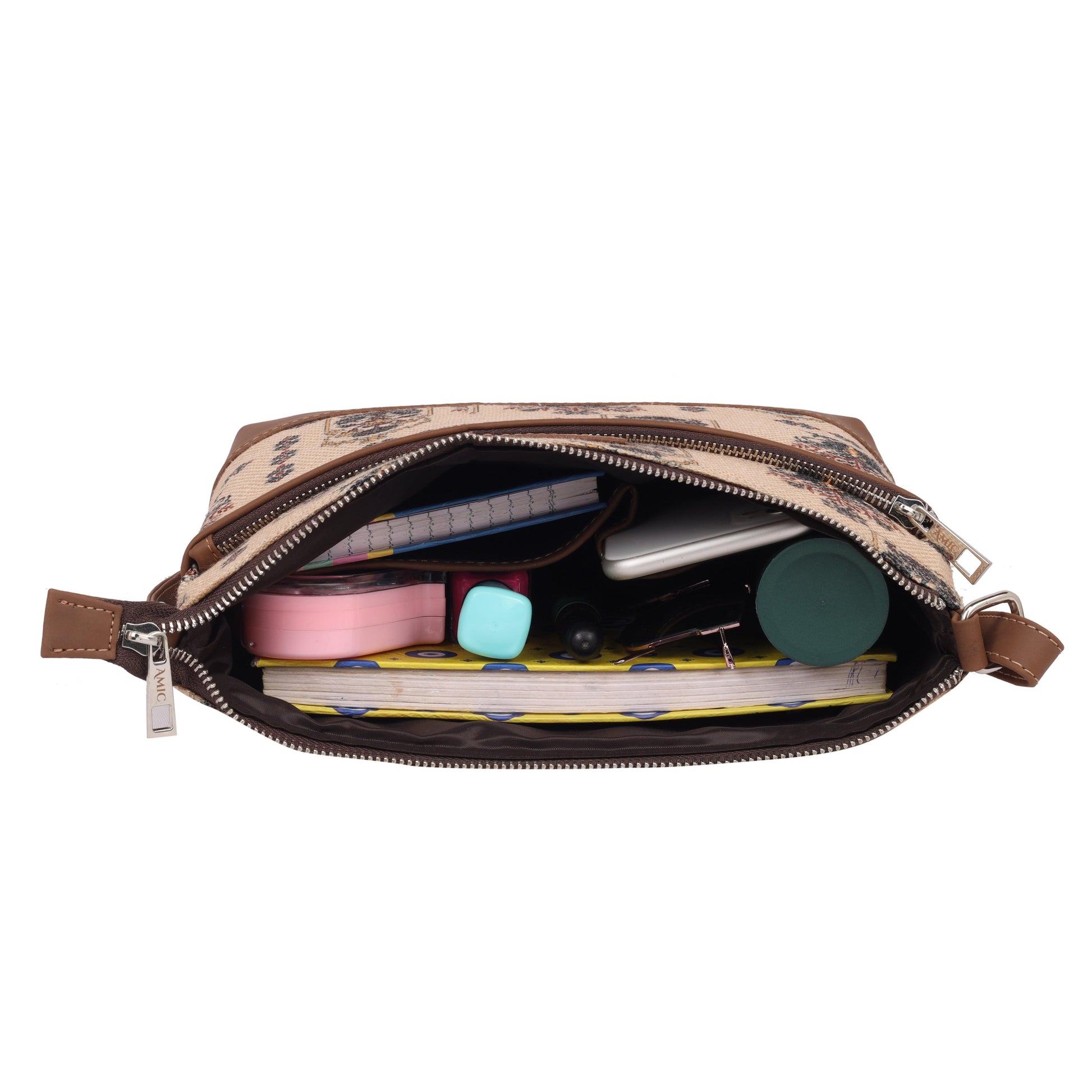 Stylish Beige Printed Side Shoulder Bag | AMIC - Amic