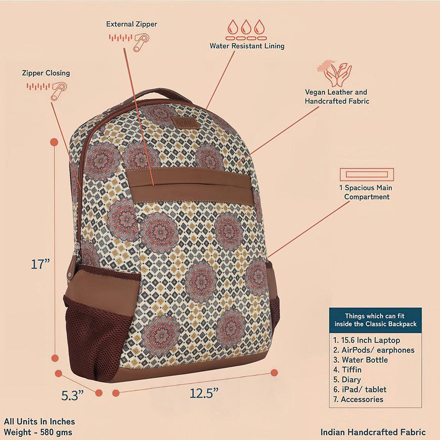 Amic Laptop Backpack Women Jute Handcrafted Chromoscope Classic Backpack 18 L Backpack - Amic