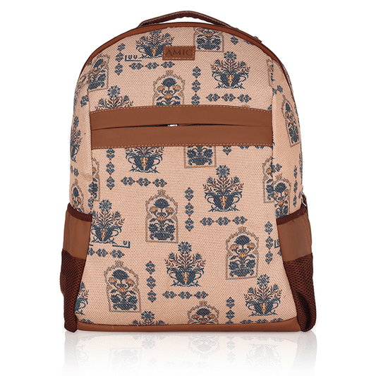 Amic Women Jute Printed Handcrafted Office, College Handbag 18 L Backpack - Amic
