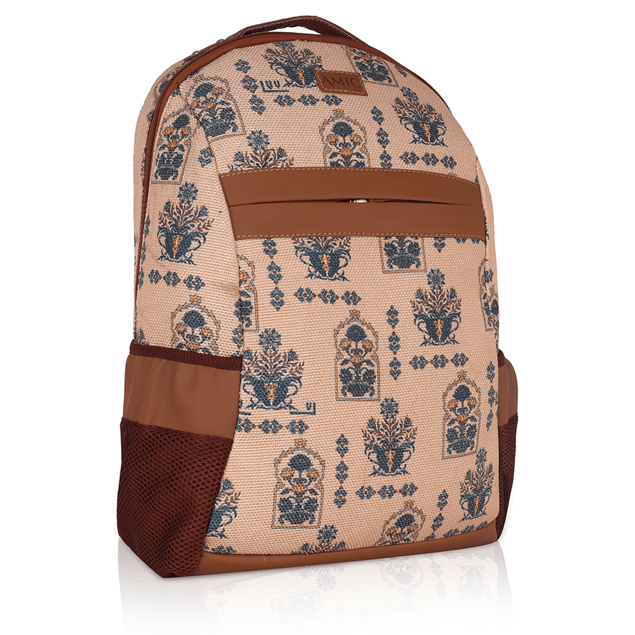 Amic Women Jute Printed Handcrafted Office, College Handbag 18 L Backpack - Amic