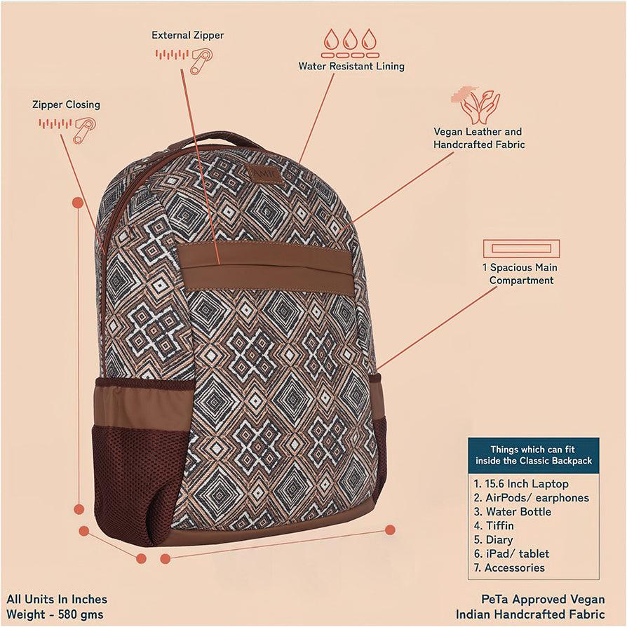 Amic Laptop Backpack Women Jute Handcrafted Artian Angle Classic Backpack 18 L Backpack - Amic