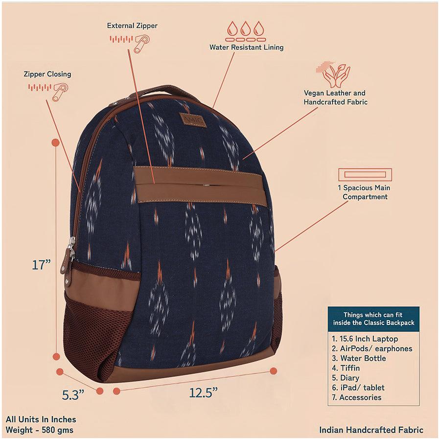 Amic Women Ikkat Classic Backpack 18 L Laptop Backpack - Amic