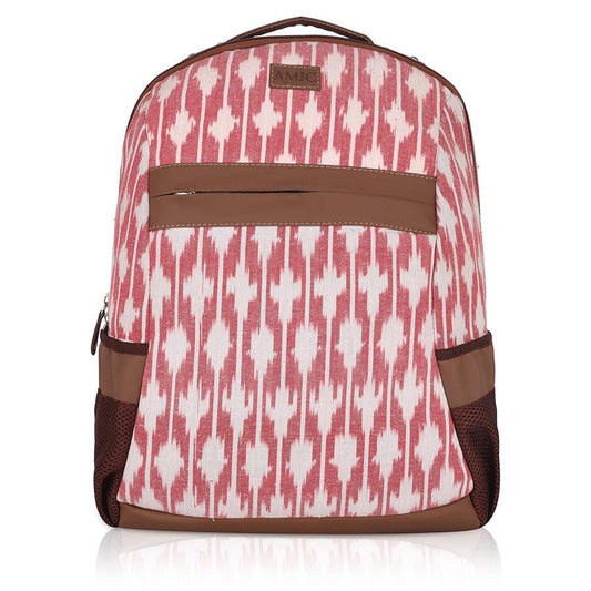 Amic Kashmiri Pink Vegan Leather Laptop Backpack Jute Handcrafted Bag For Women 30 L Backpack - Amic
