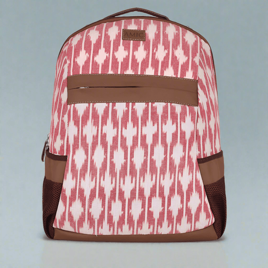Amic Kashmiri Pink Vegan Leather Laptop Backpack Jute Handcrafted Bag For Women 30 L Backpack - Amic