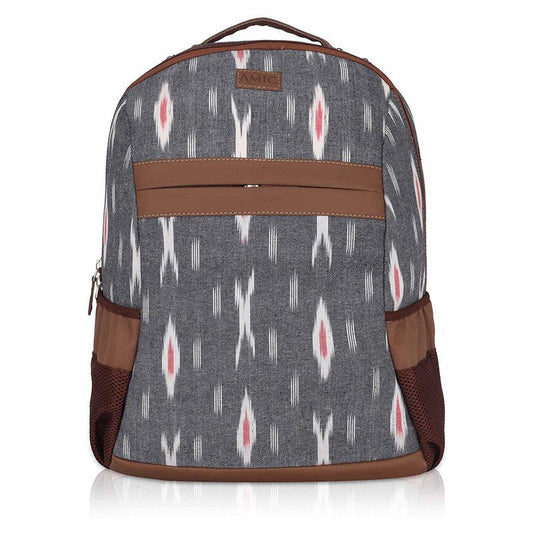 Amic Ikkat Luxury Vegan Leather Laptop Backpack Jute Handcrafted Bag For Women 30 L Backpack - Amic