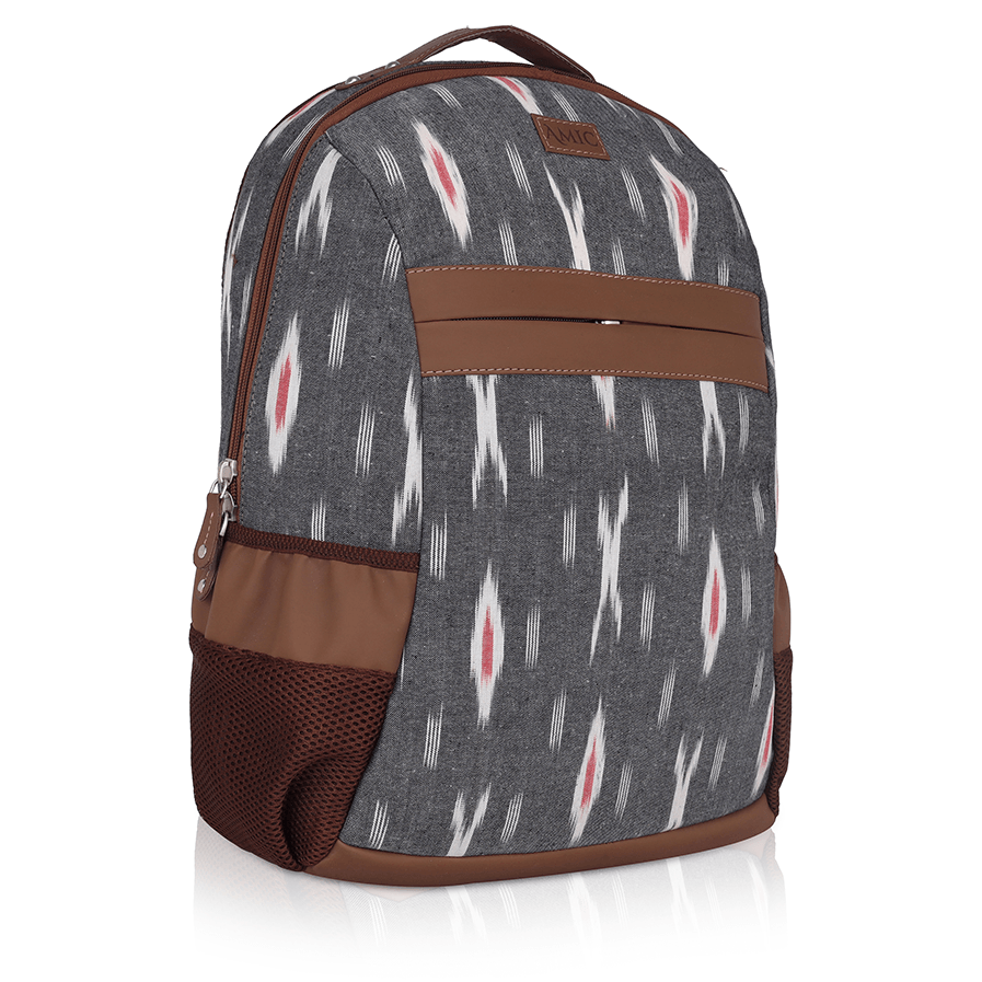 Amic Ikkat Luxury Vegan Leather Laptop Backpack Jute Handcrafted Bag For Women 30 L Backpack - Amic